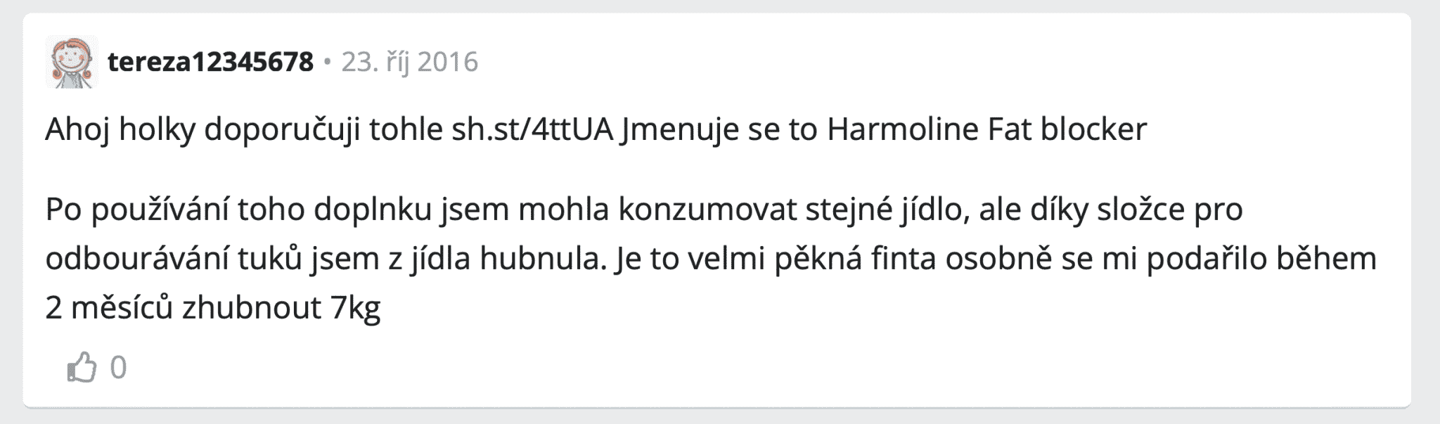 Harmoline zkušenost v internetové diskuzi na internetovém webu Modrýkoník.cz